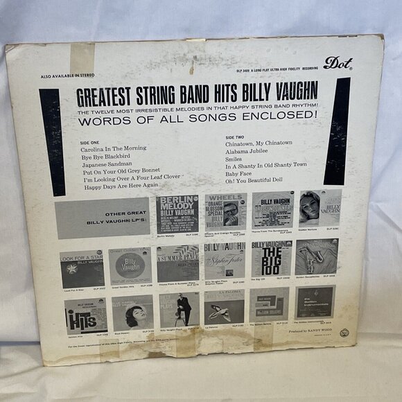 Billy Vaughn Greatest String Band Hits (Vinyl, 1962) Dot Records DLP 3409 Good - Picture 3 of 12
